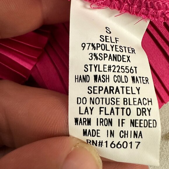 Blueb. Collection Hot Pink Long Sleeve Blouse With Drawstring Waist Size S - Picture 6 of 6